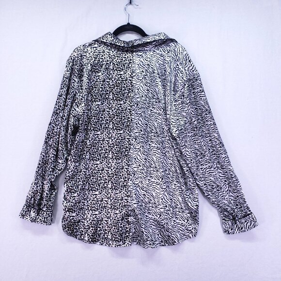 BB Dakota Pajama Set Shirt and Shorts Animal Print Satin Zebra Leopard Sleepwear - Picture 7 of 16